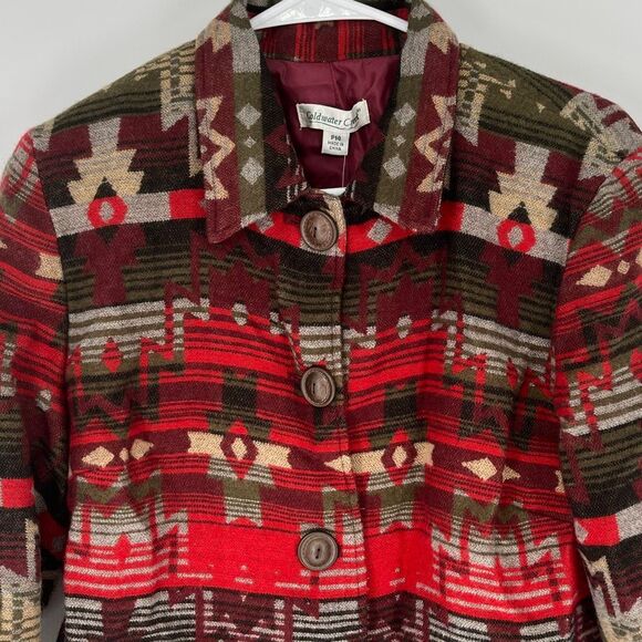 NWT COLDWATER CREEK Petite 14 Jacket Red Brown Southwest Aztec Native Wool Blend - Picture 2 of 9